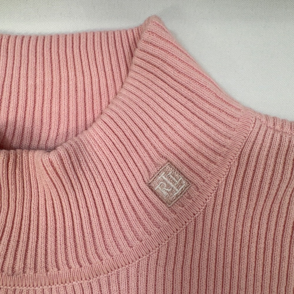 NEW Lauren Ralph Lauren Mock Neck Sweater Womens PL Pink Ribbed Cotton Petite - Picture 3 of 13